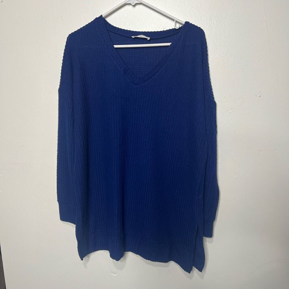 Zenana Outfitters Royal Blue V-Neck Tunic Sweater